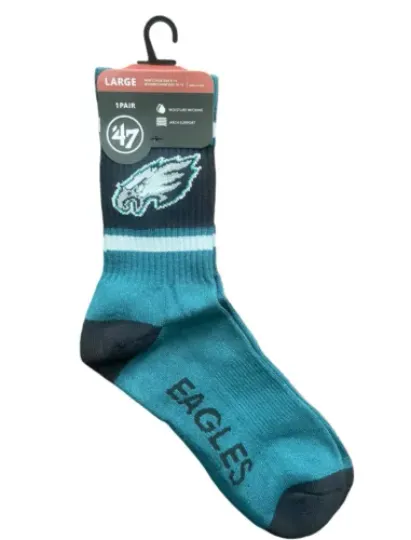 Philadelphia Pro Football Socks Adult Team Logo  Large Crew Sport Socks