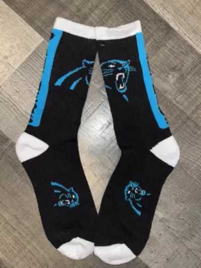 CAROLINA PANTHERS football FOOTBALL TEAM LOGO VERTICAL CREW LENGTH SOCKS LARGE