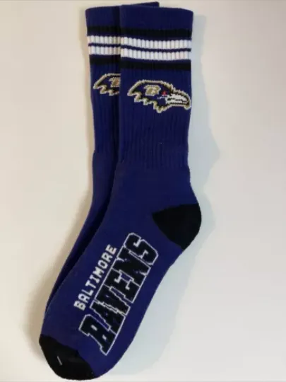 Baltimore Ravens  Adult Socks FBF 4-Stripe 1 Pair- Large New Free Ship (D)