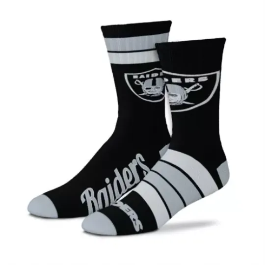 Las Vegas Raiders football Duo 2 Pack Pair Team Colors Large Mens Crew Socks Gift
