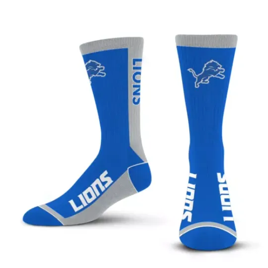 For Bare Feet football DETROIT LIONS MVP Crew Sock Team Color Large