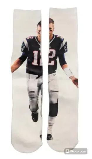 New England Patriots TOM BRADY Long Socks Running Out Graphic OSFM New football White