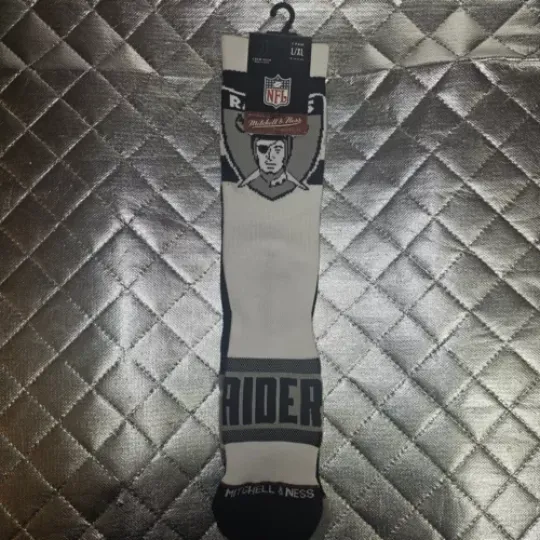 Mitchell & Ness football Team Raiders Socks  L/XL Crew New With Tags 1 Pair