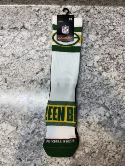 Green Bay Packers Hail Mary Crew Socks - Mitchell & Ness - Size S/M **NEW**