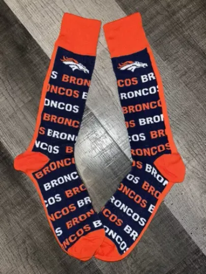 DENVER BRONCOS football FOOTBALL WORDS LOGO CREW MICROFIBER TROUSER SOCKS LARGE