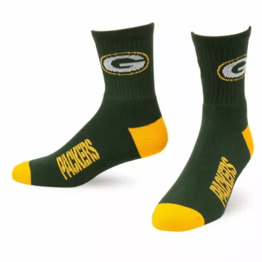Green Bay Packers 501 Socks Size Large Fits Size 10-13 Men Boys Adults Gift football
