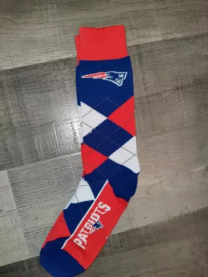 New England Patriots Mens Argyle football Team Crew Dress Socks Large