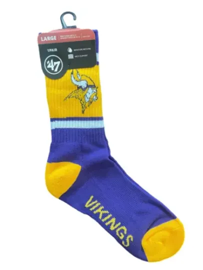 Minnesota  Pro Football Socks Adult Team Logo and Colors Large Crew Sport Socks