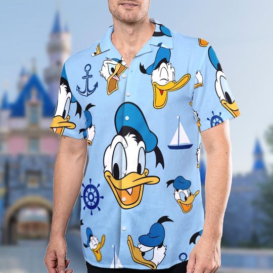 Donald Duck 3D Print All Over Shirt, Donald Hawaiian Shirt, Donald Duck Summer Trip Shirt, Donald Cruise 3D Print Button Up