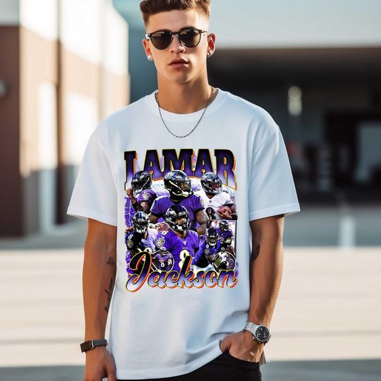 Vintage 90s Bootleg Lamar Jackson T-Shirt, MVP Baltimore Sweatshirt, Football Game Day Tee, American Football, Gifts For Her Him
