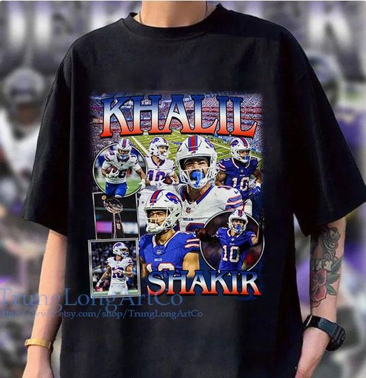 Super Bowl football Khalil Shakir Shirt, Sweatshirt , Football shirt, Classic 90s Graphic Tee, Unisex, Vintage Bootleg, Oversized Tshirt,