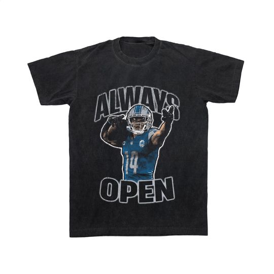 Amon-Ra St. Brown Always Open Oversized Bootleg Lions Tee, The Sun God Throwback Vintage wide receiver shirt, trendy birthday present gift!