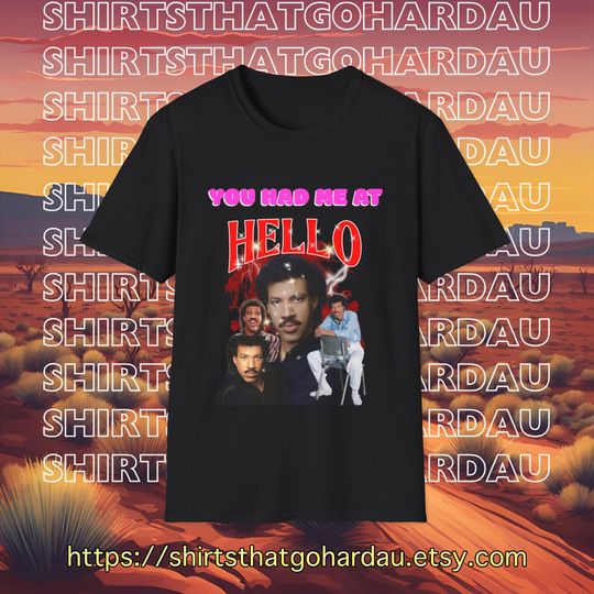 Vintage Lionel Richie Hello Bootleg 90s T-Shirt - Valentines Day Gift, Boyfriend Girlfriend Wife Husband, Clever Joke, Funny,