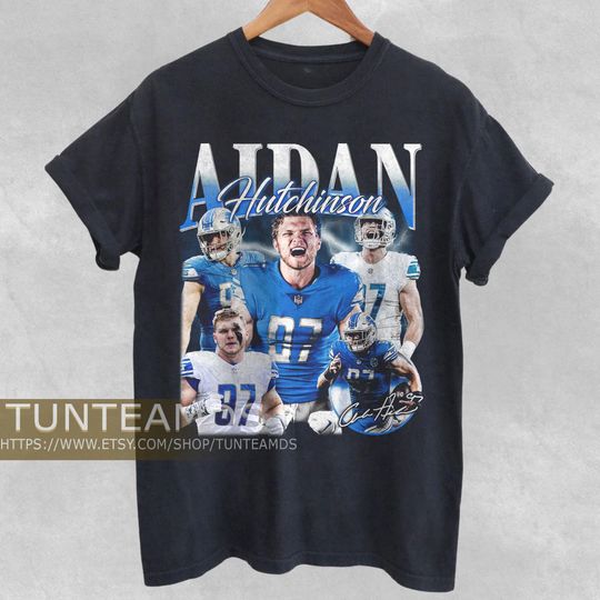 Vintage Aidan Hutchinson Shirt, Sweatshirt , Football shirt, Classic 90s Graphic Tee, Unisex, Vintage Bootleg, Oversized Tshirt, Fan Gift