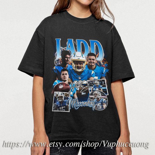 Discover Vintage 90s Graphic Style Ladd McConkey T-Shirt, Ladd McConkey shirt, Vintage Oversized Sport Tee, Retro American Football Bootleg Gift