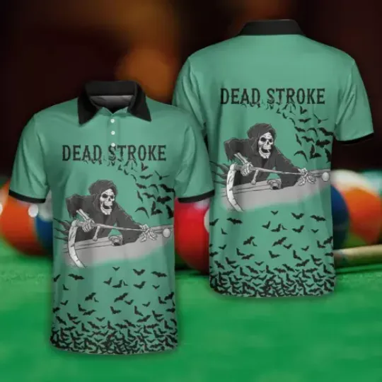 Billiard Grim Reaper Dead Stroke Men's Polo Shirt Halloween Gift For Husband