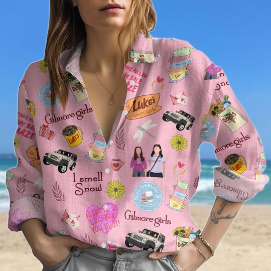 Gilmore Girls Linen Shirt, Lukes Diner Women Blouses, Stars Hollow Shirt, Vintage Tv Show Tee, Lukes Coffee Casual Shirt, Gift For Fan