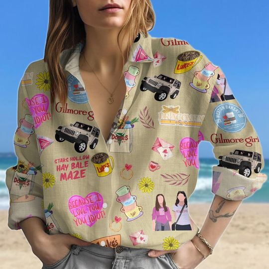 Vintage Gilmore Girls Linen Shirt, Lukes Diner Women Blouses, Stars Hollow Shirt, Retro Tv Show Tee, Lukes Coffee Shirt, Gift For Her
