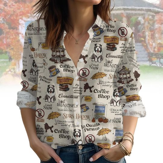 Stars Hollow Linen Shirt, Gilmore Girls Women Shirt, Dragonfly Inn Long Sleeve Shirt, Luke Coffee Valentine Shirt, Gift For Her