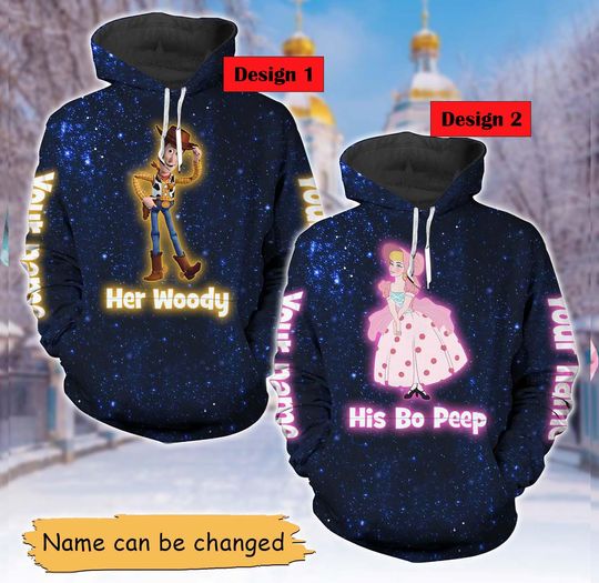 Toy Story Woody And Bo Peep Couples Hoodies, Disney Valentine, Toy Story Couple Shirts, Honeymoon Disney, Personalized Couples Shirt