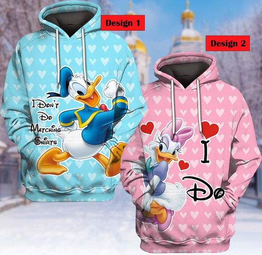 Donald And Daisy Duck Couple Hoodies, His And Her Hoodies, Matching Daisy Donald Hoodies, Disney Honeymoon Hoodie, Funny Couples Shirts