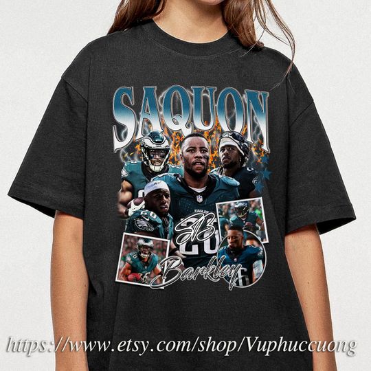 Super Bowl football Saquon Barkley Shirt -  Vintage Design 90s Graphic Tee Unisex Bootleg Retro football Gift Philadelphia Eagles Team