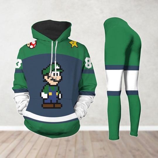 Custom Luigi Hoodie And Leggings, Super Mario Shirt, Mario Bros Video Game Hoodie For Women Men, Gaming Hoodie, Luigi Lovers Gifts