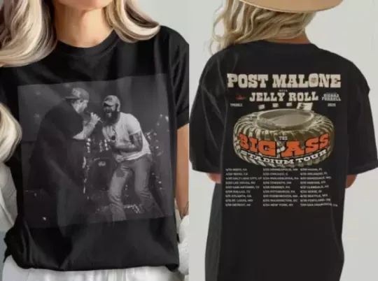 Post Malone Jelly Roll Big As Stadium Tour 2025 T-Shirt