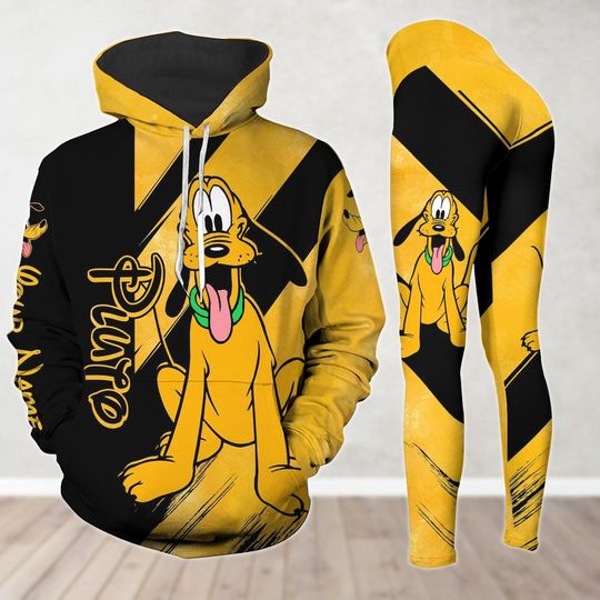 Custom Disney Pluto Dog Hoodie And Leggings, Disneyland Trip Shirt, Magic Kingdom, Pluto Friend Hoodie, Womens Leggings, Friend Gifts