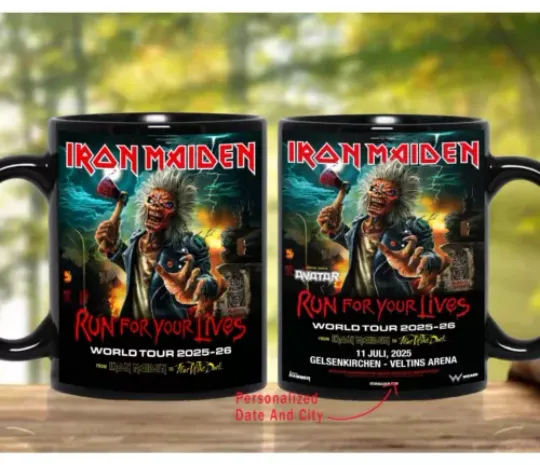 Custom Iron Maiden Run For Your Lives World Tour 2025  Coffee Mug