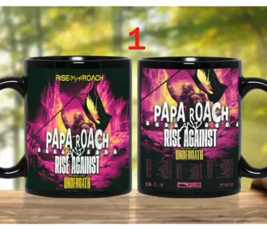 Custom Papa Roach And Rise Against Rise Of The Roach Tour 2025 Tour Coffee Mug