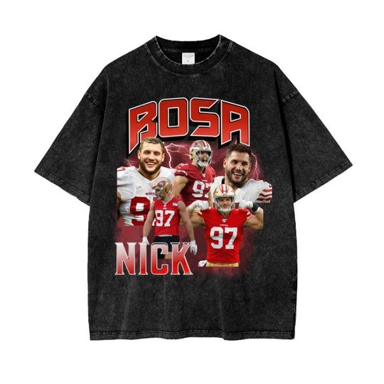 Nick Bosa Retro graphic tshirt, San Francisco 49ers football shirt, Vintage Bootleg, acid wash oversized football tshirt, unisex sportwear