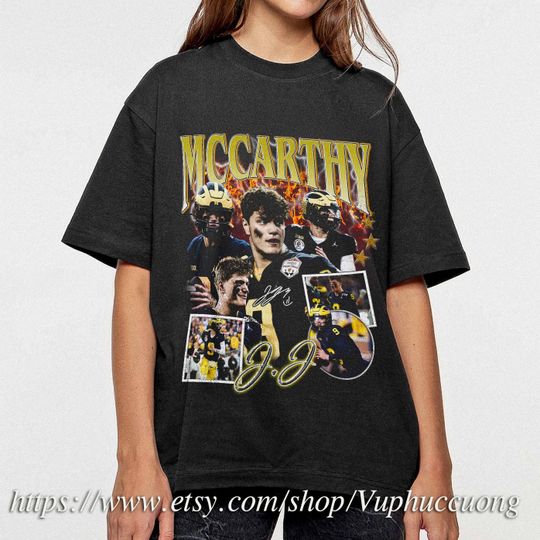 Vintage 90s Graphic Style JJ McCarthy T-Shirt, JJ McCarthy shirt, Vintage Oversized Sport Tee, Retro American Football Bootleg Gift AZ001
