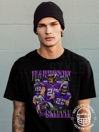 Harrison Smith Football Shirt for Men Women Vintage 90s Bootleg Style Classic Graphic Tee Gift for Football Fan Minnesota Retro Streetwear