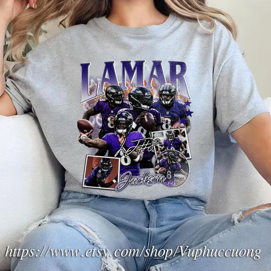 Vintage 90s Graphic Style Lamar Jackson T-Shirt, Lamar Jackson shirt, Vintage Oversized Sport Tee, Retro American Football Bootleg Gift