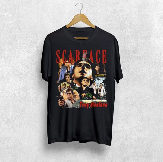 Scarface Tony Montana Vintage 90s T-Shirt, Gift for Woman and Man Unisex T-Shirt, Graphic Streetwear T-Shirt