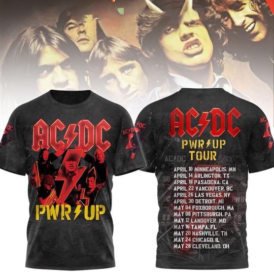 AC.DC 2025 Tour 3D T-Shirt, AC.DC Pwr Up Tour 3D T-Shirt, AC.DC 52st Anniversary 1973-2025 3D T-Shirt