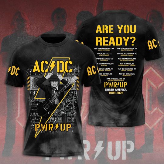 2025 AC.DC Pwr Up World Tour Two Sided 3D T-Shirt, North American Tour 3D T-Shirt, Rock Band 3D T-Shirt, AC.DC Band 3D T-Shirt