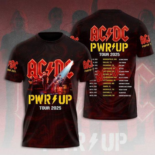 AC.DC Band Music 3D T-Shirt, AC.DC Power Up Tour 2025 3D T-Shirt, AC.DC Tour Merch 3D T-Shirt, AC.DC 90s Vintage 3D T-Shirt