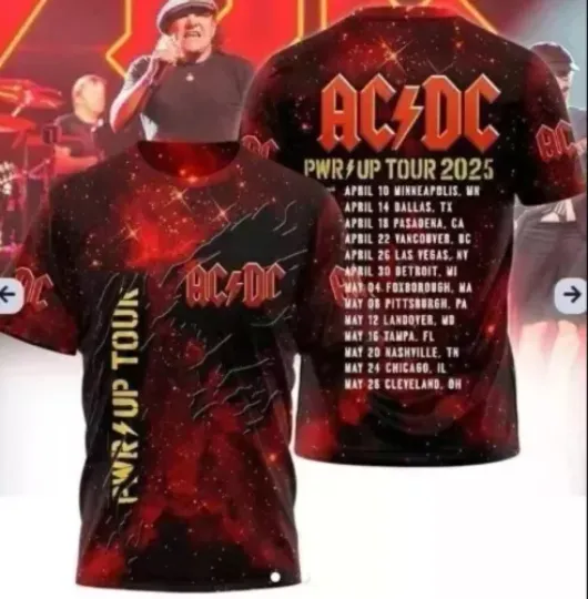 AC.DC Power Up Tour 2025 Edition Unisex T-Shirt, AC.DC Power Up Tour 2025 Edition 3D T-Shirt