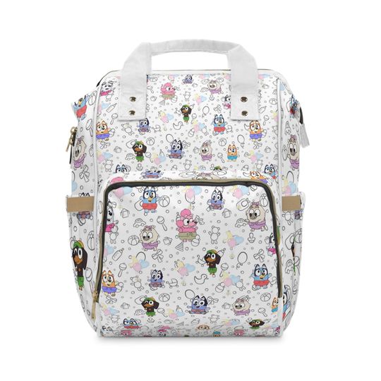 Baby Blue Dog Cartoon And Friends Diaper Backpack | Disney Backpack | Go to School Gift