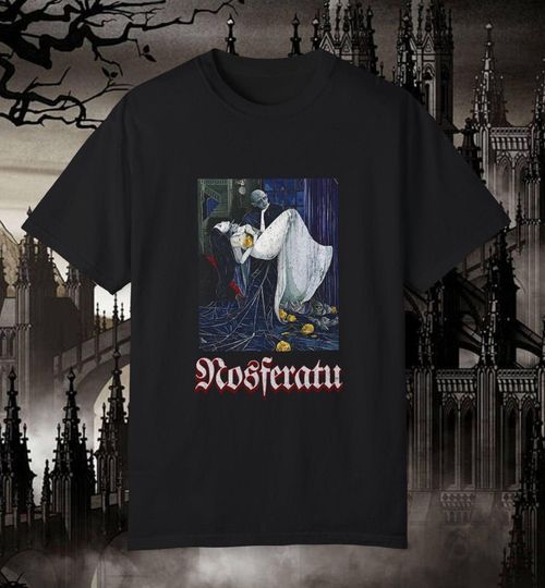 Nosferatu Gothic Vampire T-Shirt - Horror Movie Graphic Tee, Vintage Gothic Castle Design, Spooky Aesthetic, Halloween Gift for Horror Fans