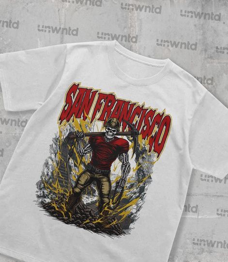 San Francisco Football Shirt - Graphic Tees - Skeleton Shirt - Merch Tee - Gift Shirt - Bootleg Shirt - Vintage - Skeleton Shirt