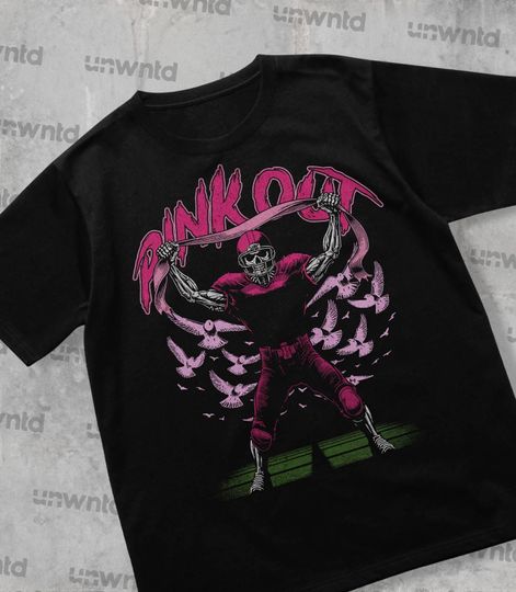 Breast Cancer Football Shirt -  Pink Out - Graphic Tees - Skeleton Shirt - Gift Shirt - Bootleg Shirt - Vintage - Skeleton Shirt