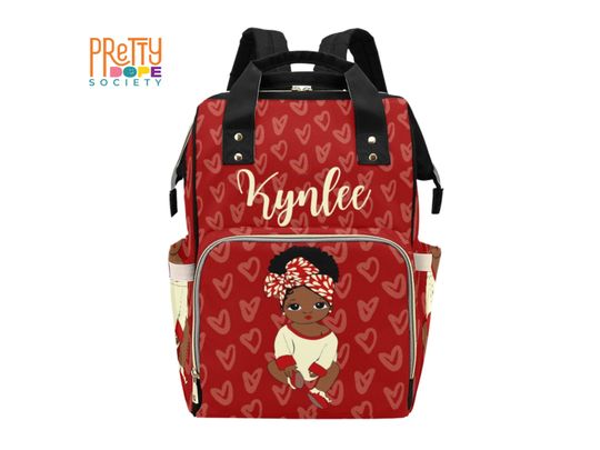 Crimson and Cream Diaper Bag - Personalized Diaper Bag - Custom Baby Girl Diaper Bag - Baby Shower Gift - Multifunctional Diaper Backpack