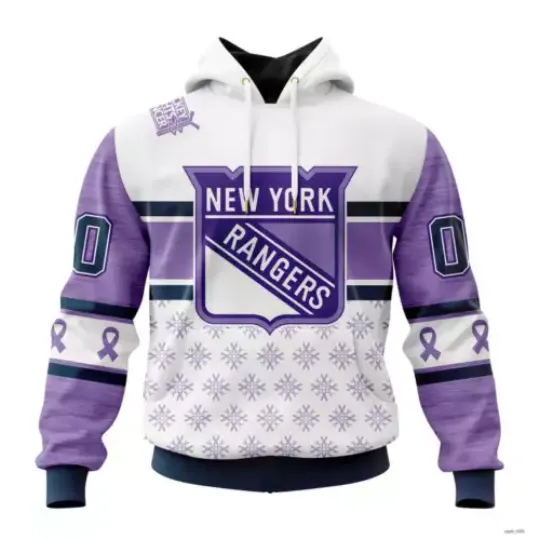 New York Rangers Special Hockey Fight Cancer 3D Hoodie