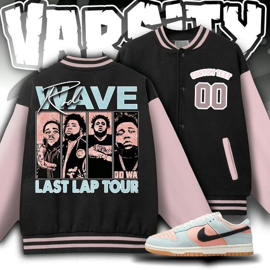 Custom Dunk Arctic Orange Unisex Varsity Jacket, Rod Wave Last Lap Tour Varsity Jacket, Rap Music Varsity Jacket