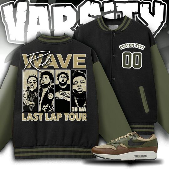 Custom AM 1 Essential Premium Unisex Varsity Jacket, Rod Wave Last Lap Tour Varsity Jacket, Rap Music Varsity Jacket