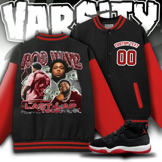Custom Rod Wave Music Unisex Varsity Jacket, Rod Wave Last Lap Tour Varsity Jacket, Rap Music Jacket