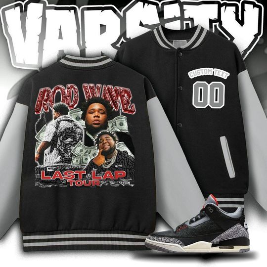 Custom Rod Wave Rap Varsity Jacket, Rd Wave Last Lap Tour Varsity Jacket